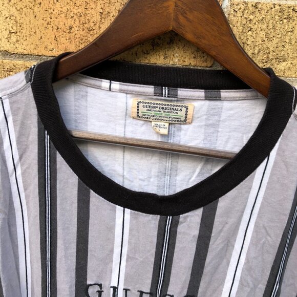 Striped Guess T Shirt Large - Picture 2 of 4